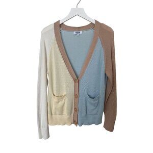 525 Color Block Cardigan Sweater 100% Cotton
